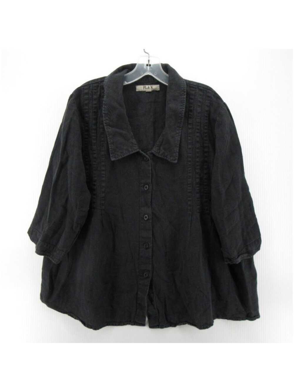 FLAX Top 1G Linen Pintuck Blouse Lagenlook Pleated Artsy Cottage